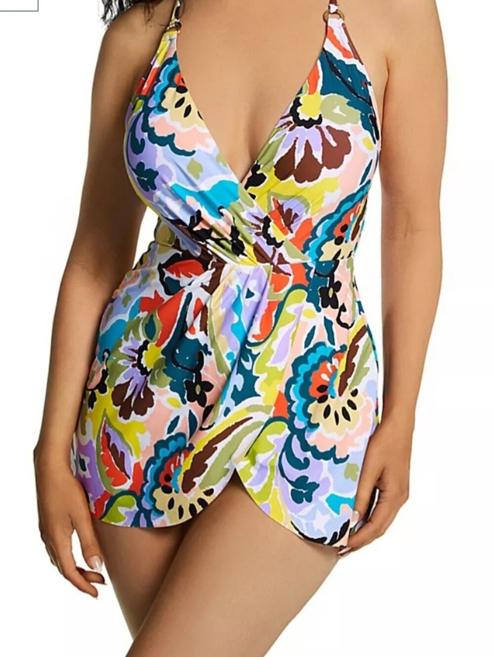 Anne Cole Women's Crisscross Surplice Swimdress Swimsuit Multi Size 16